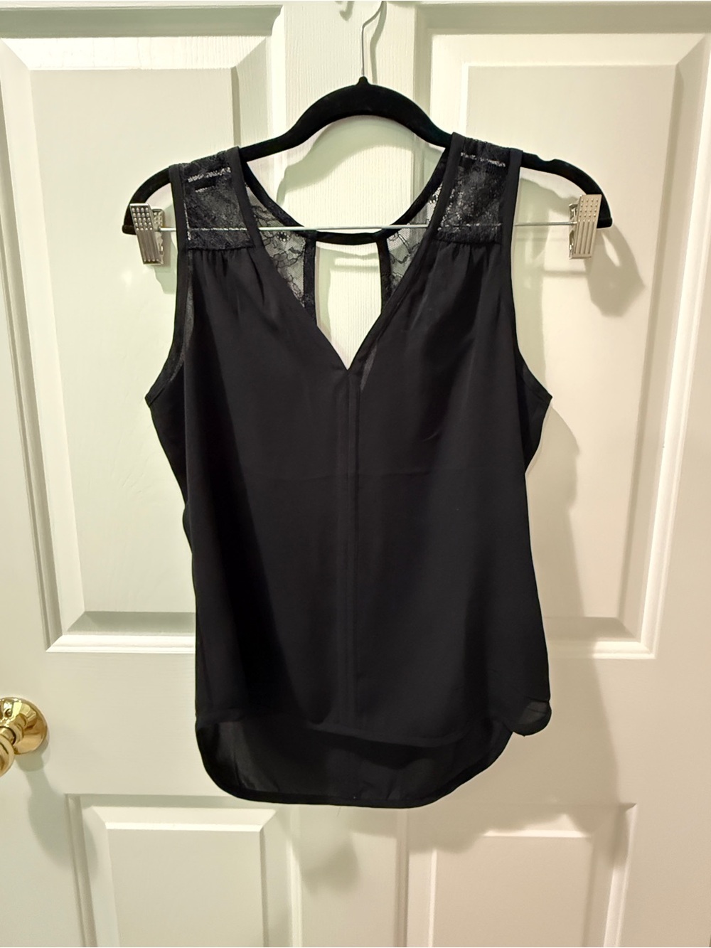 Ann Taylor Black Lace-Trim Sleeveless V-Neck Camisole